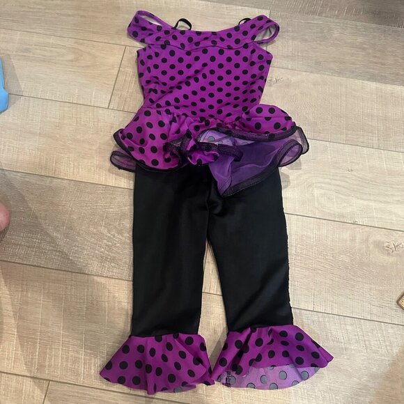 WEISSMAN IC PURPLE BLACK POLKA DOT DANCE COSTUME #11088 - Picture 4 of 6